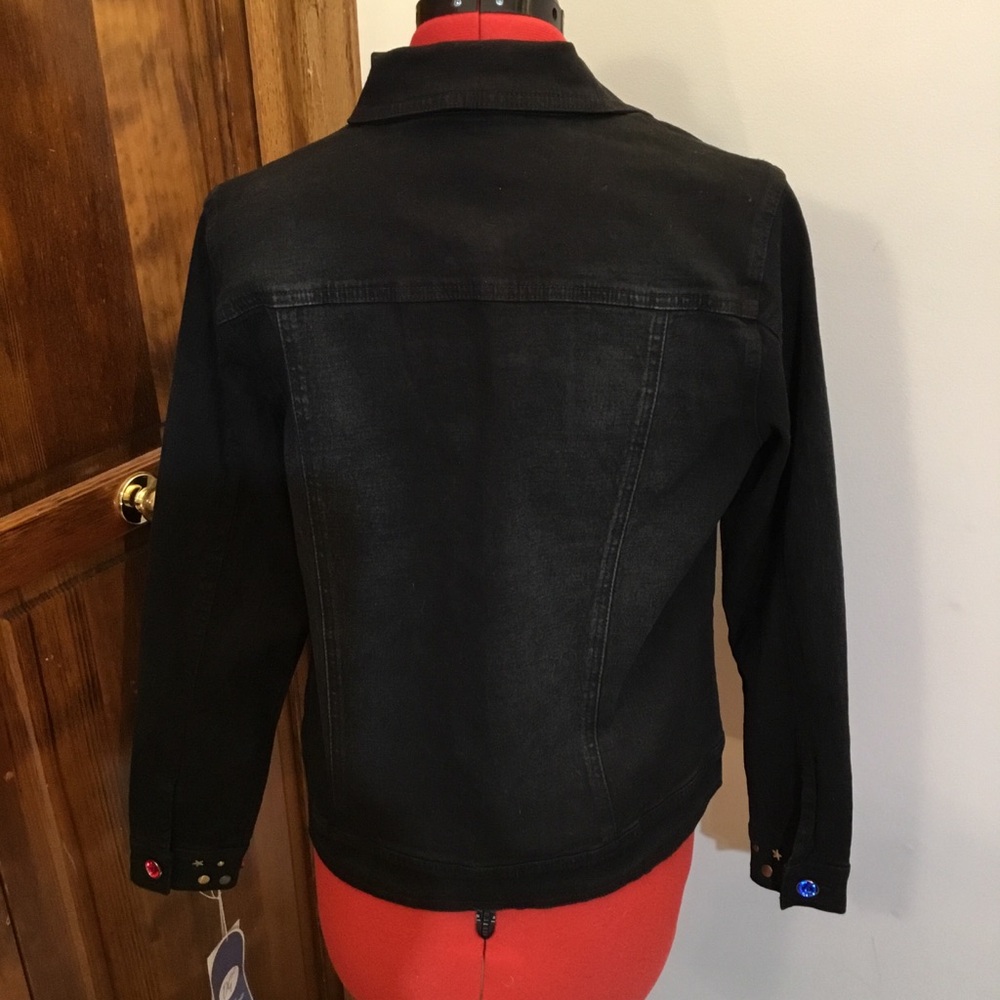 DG2 jean jacket, size S, NWT, stone & stud embellishments front & cuffs, - Picture 2 of 5